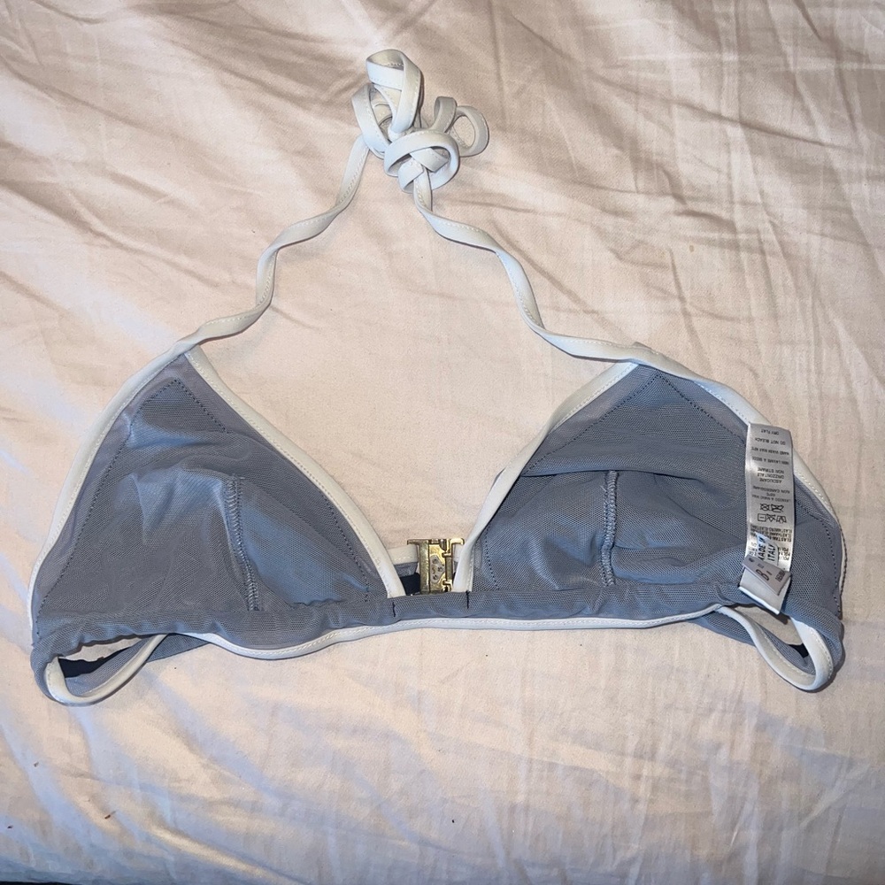 La Perla Kosmos Mesh-Trimmed Triangle Bikini Top Blue Size 38B - Picture 3 of 8